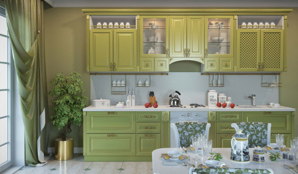 Кухня "Классика" в зеленом